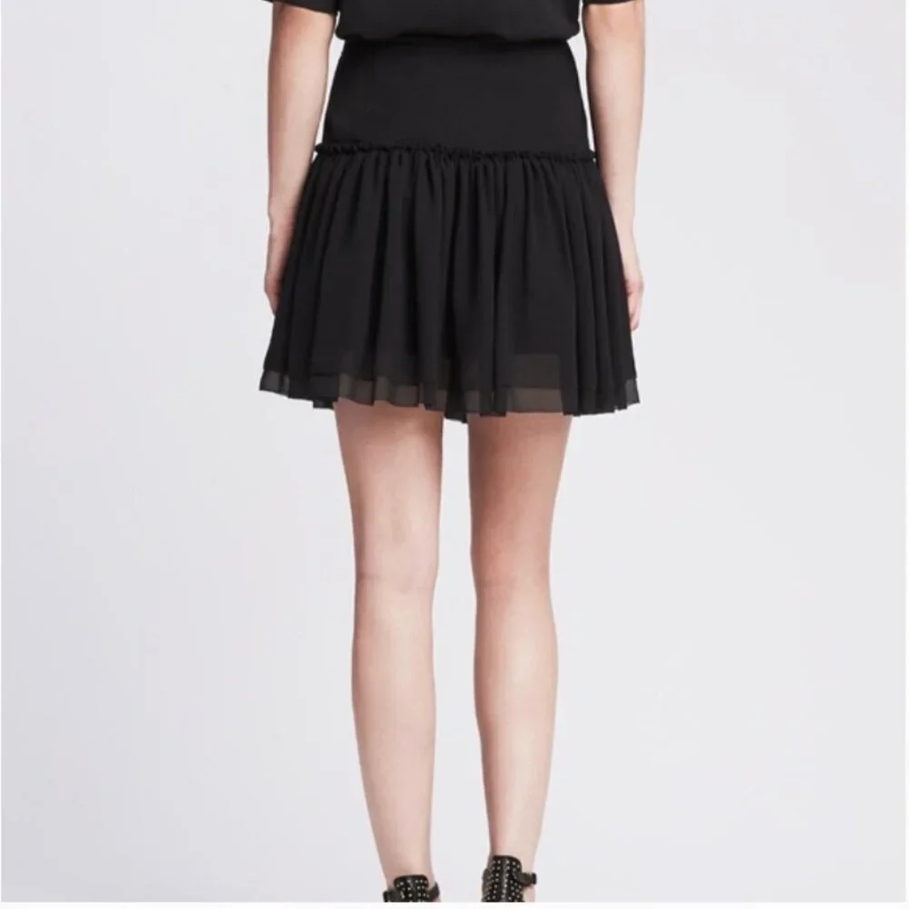 NWT Banana Republic Black Shirred Dropwaist Lined Tiered Ruffle Mini Skirt, 10